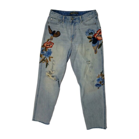 Abercrombie And Finch Signature Collection Ripped Blue Jeans Size 28'x27" - Picture 1 of 8